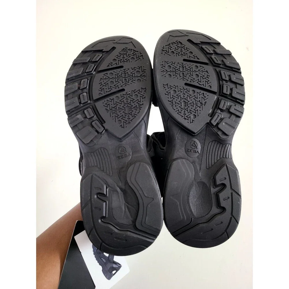 NEW! Zeba Mens Black Leather Easy Slip Sandals Shoes Size 8 Handsfree